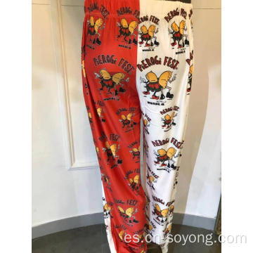 Pantalones de pijama de ocio con estampado posicionado para hombre